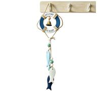 Nautical Wall Decor - Wooden Life Ring Ornament with Rope & Bell