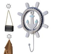 Nautical Wall Hooks - Coastal anchors-style Rustic Oceanic Hangers | Maritime Driftwood-look Beach Theme Coat Hook | Seaside Decorative Hat Towel Pot-holder Rack for Hallway Bathroom Entryway