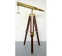 NAUTICAL WAREHOUSE Telescopio de latón náutico marino marino de 18 pulgadas con soporte de trípode de madera
