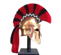 Nautical's by MALIK Casco medieval griego corintio con pluma, acero de 18 g, LARP SCA Warrior Battle Ready, hecho a mano, para juegos de rol y cosplay, 9 pulgadas, color dorado