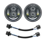 NAUTIG Faro Motocicleta Faro Delantero Doble LED 4,5" Para Motocicleta Para Fat Bob Para FXDF '08 Posteriores Proyector Faros Delanteros(With DRL Black1 H13)