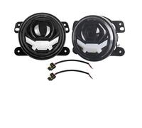 NAUTIG Faro Motocicleta Par Faros Antiniebla LED Redondos 4 Pulgadas Para Jeep Para Dodge Para Journey Para Magnum Para Charger Luces DRL Blancas Faros Delanteros(D black 2pcs)