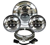 NAUTIG Faro Motocicleta Para Touring Para Electra Para Glide Para Road King Para Softail Night Train Para Bad Boy Lámpara Faro Delantero LED 7" Luz Antiniebla 4,5" Faros Delanteros(Chrome set)