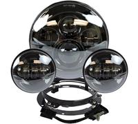 NAUTIG Faro Motocicleta Para Touring Para Electra Para Glide Para Road King Para Softail Night Train Para Bad Boy Lámpara Faro Delantero LED 7" Luz Antiniebla 4,5" Faros Delanteros(Black set)