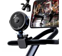 Nauttxon Ventilador de bicicleta Peloton recargable con almohadillas de algodón para gotas de fragancia, ventilador portátil con clip para cinta de correr, bicicleta estacionaria, carrito de ejercicio