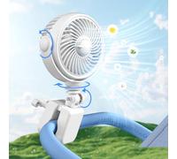 Nauttxon Ventilador de clip para cochecito de bebé, recargable, funciona con pilas USB, ventilador portátil para cochecito, cuna, bicicleta, playa, viajes, camping, rotación de 360°, 4 velocidades de