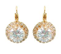 Navachi 750 Metal chapado en oro de 18 quilates redonda White Cubic Zirconia
