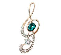 Navachi Broche de notas musicales de cristal chapado en oro de 18 quilates, Zinc Cristal Zinc