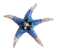 Navachi Metal chapado en oro de 18 quilates redonda Blue Crystal