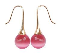 Navachi Metal chapado en oro de 18 quilates redonda Pink Opal