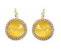 Navachi Metal chapado en oro de 18 quilates redondo amarillo ópalo