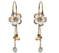 Navachi Metal chapado en oro de 18 quilates redondo blanco circonita