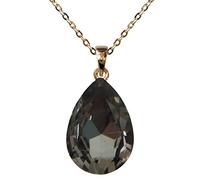 Navachi Metal chapado en oro de 18 quilates talla pera negro circonita