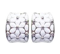 Navachi Pendientes chapados en oro de 18 quilates con diseño de flor de arco iris cuadrado, Base de metal esmaltada chapada en oro de 18 quilates