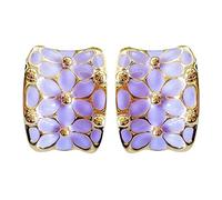 Navachi Pendientes chapados en oro de 18 quilates con diseño de flor de arco iris cuadrado, esmaltado Base de metal chapada en oro de 18 quilates