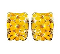 Navachi Pendientes chapados en oro de 18 quilates con diseño de flor de arco iris cuadrado, esmaltado Base de metal chapada en oro de 18 quilates