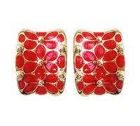 Navachi Pendientes chapados en oro de 18 quilates con diseño de flor de arco iris cuadrado, esmaltado Base de metal chapada en oro de 18 quilates
