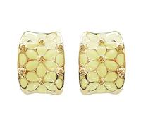 Navachi Pendientes chapados en oro de 18 quilates con diseño de flor de arco iris cuadrado, esmaltado Base de metal chapada en oro de 18 quilates