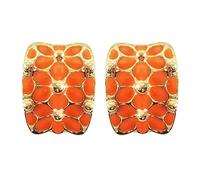 Navachi Pendientes chapados en oro de 18 quilates con diseño de flor de arco iris cuadrado, esmaltado Base de metal chapada en oro de 18 quilates