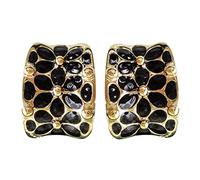 Navachi Pendientes chapados en oro de 18 quilates con diseño de flor de arco iris cuadrado, esmaltado Base de metal chapada en oro de 18 quilates