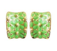 Navachi Pendientes chapados en oro de 18 quilates con diseño de flor de arco iris cuadrado, esmaltado Base de metal chapada en oro de 18 quilates