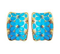 Navachi Pendientes chapados en oro de 18 quilates con diseño de flor de arco iris cuadrado, esmaltado Base de metal chapada en oro de 18 quilates