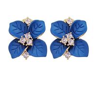 Navachi Pendientes chapados en oro de 18 quilates con diseño de hojas esmaltadas coloridas y flores omega, Cristal Cristal esmaltado