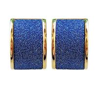 Navachi Pendientes cuadrados de plata chapados en oro de 18 quilates con purpurina y diseño de omega, zinc con purpurina