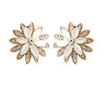 Navachi Pendientes de ópalo omega chapados en oro de 18 quilates con diseño de flor marquesa y ojo de caballo, Piedra Zinc