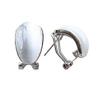 Navachi Pendientes de ópalo ovalado, chapados en oro de 18 quilates, diseño de omega, Piedra Zinc