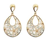 Navachi Pendientes de tuerca chapados en oro de 18 quilates con cristal de ópalo, Piedra, Ópalo