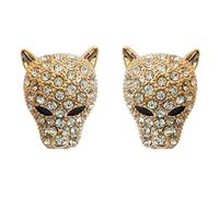 Navachi Pendientes de tuerca chapados en oro de 18 quilates con diseño de cabeza de leopardo multicolor, Cristal Zinc