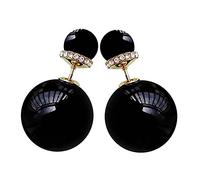 Navachi Pendientes de tuerca chapados en oro de 18 quilates con perlas de imitación coloridas de doble cara para mujer, Cristal Zinc