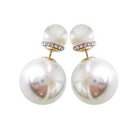 Navachi Pendientes de tuerca chapados en oro de 18 quilates con perlas de imitación coloridas de doble cara para mujer, Cristal Zinc