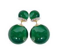 Navachi Pendientes de tuerca chapados en oro de 18 quilates con perlas de imitación coloridas de doble cara para mujer, Cristal Zinc