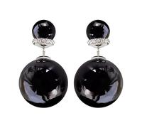 Navachi Pendientes de tuerca chapados en oro de 18 quilates con perlas de imitación coloridas de doble cara para mujer, Cristal Zinc