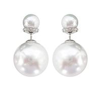 Navachi Pendientes de tuerca chapados en oro de 18 quilates con perlas de imitación coloridas de doble cara para mujer, Cristal Zinc