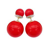 Navachi Pendientes de tuerca chapados en oro de 18 quilates con perlas de imitación coloridas de doble cara para mujer, Cristal Zinc