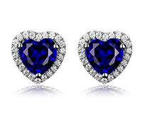 Navachi Pendientes de tuerca de plata de ley 925 chapados en oro blanco de 18 quilates de 4,5 quilates con rubí y esmeralda, Piedra Cristal, Zafiro sintético