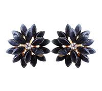 Navachi Pendientes Omega chapados en oro de 18 quilates con diseño de flor marquesa y ojo de caballo, Piedra Zinc