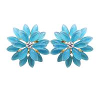 Navachi Pendientes Omega chapados en oro de 18 quilates con diseño de flor marquesa y ojo de caballo, Piedra Zinc