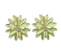 Navachi Pendientes Omega chapados en oro de 18 quilates con diseño de flor marquesa y ojo de caballo, Piedra, Ópalo