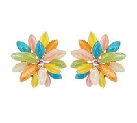 Navachi Pendientes Omega chapados en oro de 18 quilates con diseño de flor marquesa y ojo de caballo, Piedra Zinc