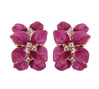 Navachi Pendientes Omega de flores esmaltadas de cristal chapados en oro de 18 quilates, Cristal Zinc