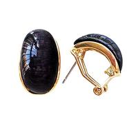 Navachi Pendientes Omega de ópalo ovalado chapados en oro de 18 quilates, Piedra Zinc