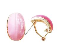 Navachi Pendientes Omega de ópalo ovalado chapados en oro de 18 quilates, Piedra Zinc