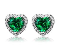 Navachi plata chapada de oro de 18 quilates corazón White Green esmeralda sintética