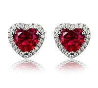 Navachi plata chapada de oro de 18 quilates corazón White Red rubí sintético