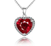 Navachi plata chapada de oro de 18 quilates corte heart rojo rubí sintético