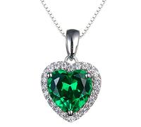 Navachi plata chapada de oro de 18 quilates corte heart verde esmeralda sintética, 45 cm